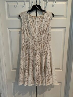 Danny & Nicole White Floral Lace Fit & Flare Dress – Size 14